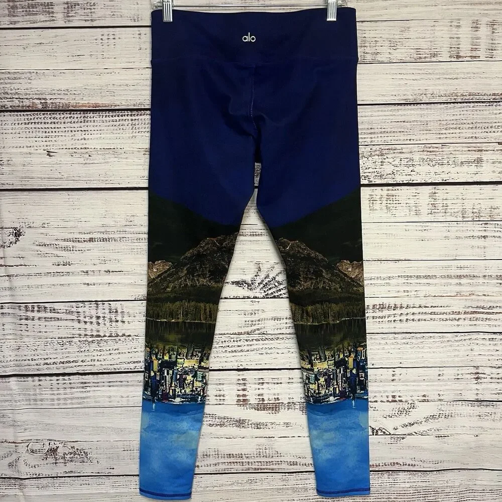 ALO Yoga High Waist Dreamscape Nature Airbrush Leggings Blue Womens Size S